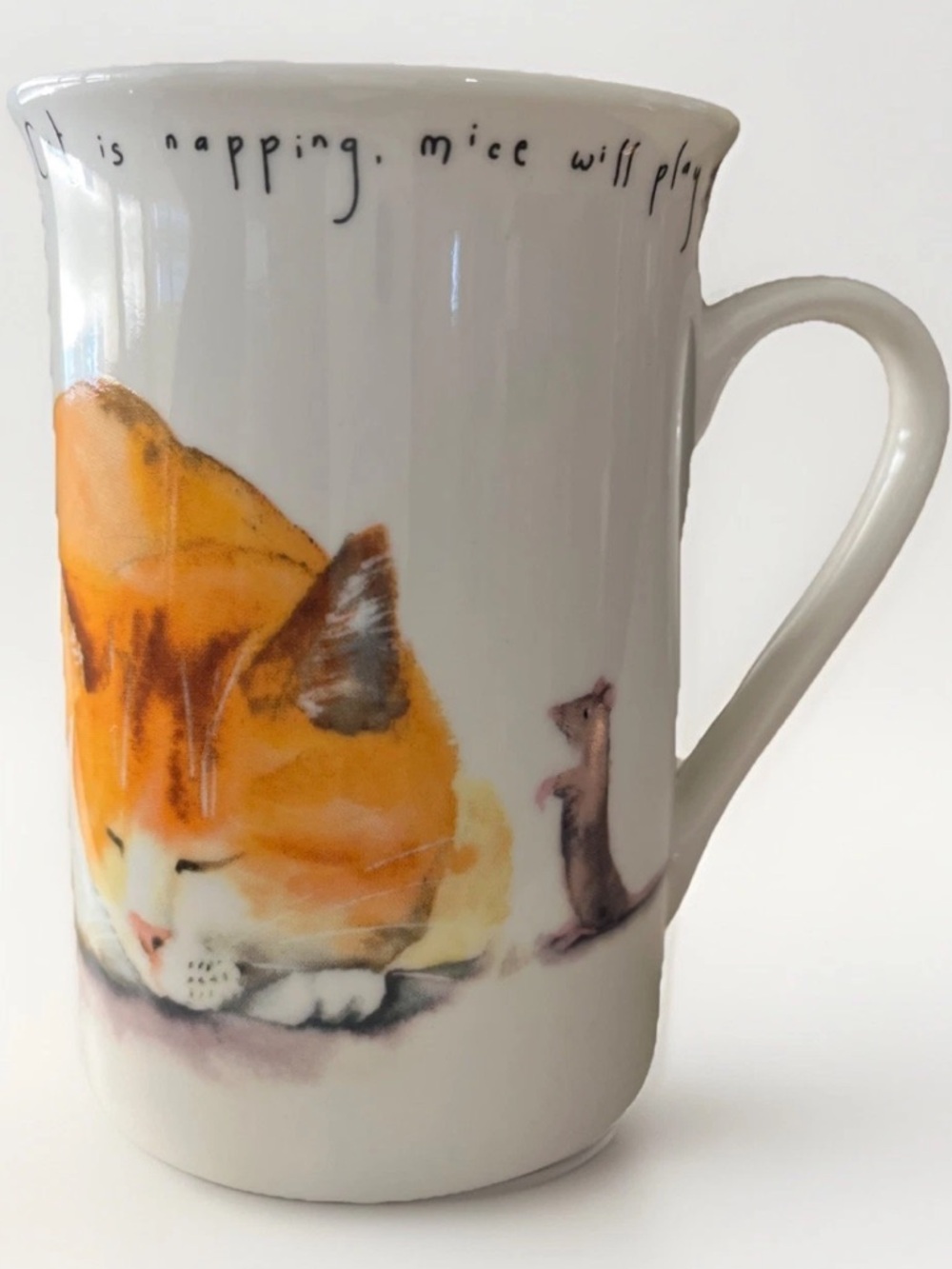 Cat Napping Kent Pottery Porcelain with Mice 10oz Tea Cup Coffee Mug